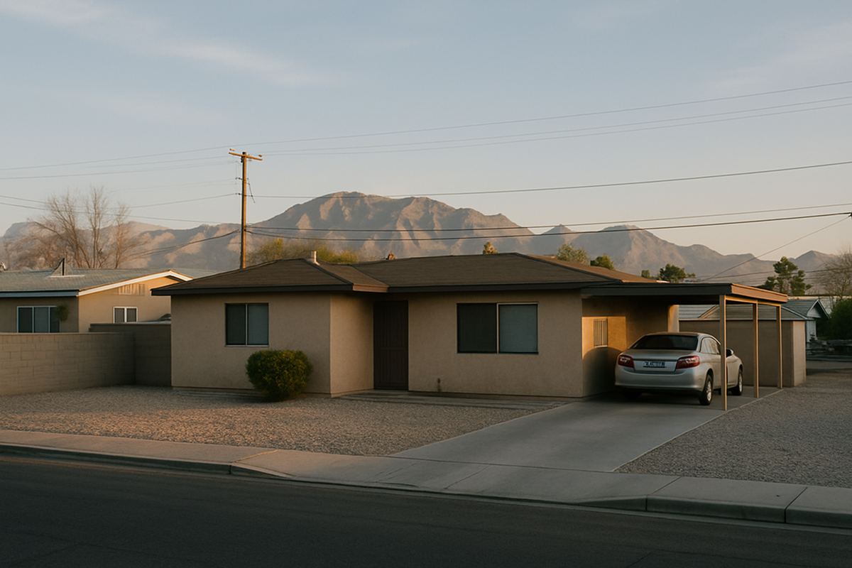 Modest stucco home with a carport in an older Las Vegas neighborhood