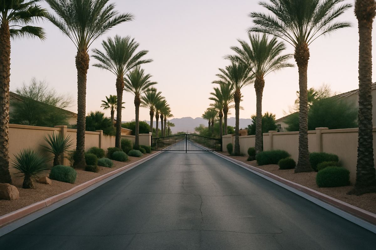 Landscaped entry road of a Las Vegas planned community