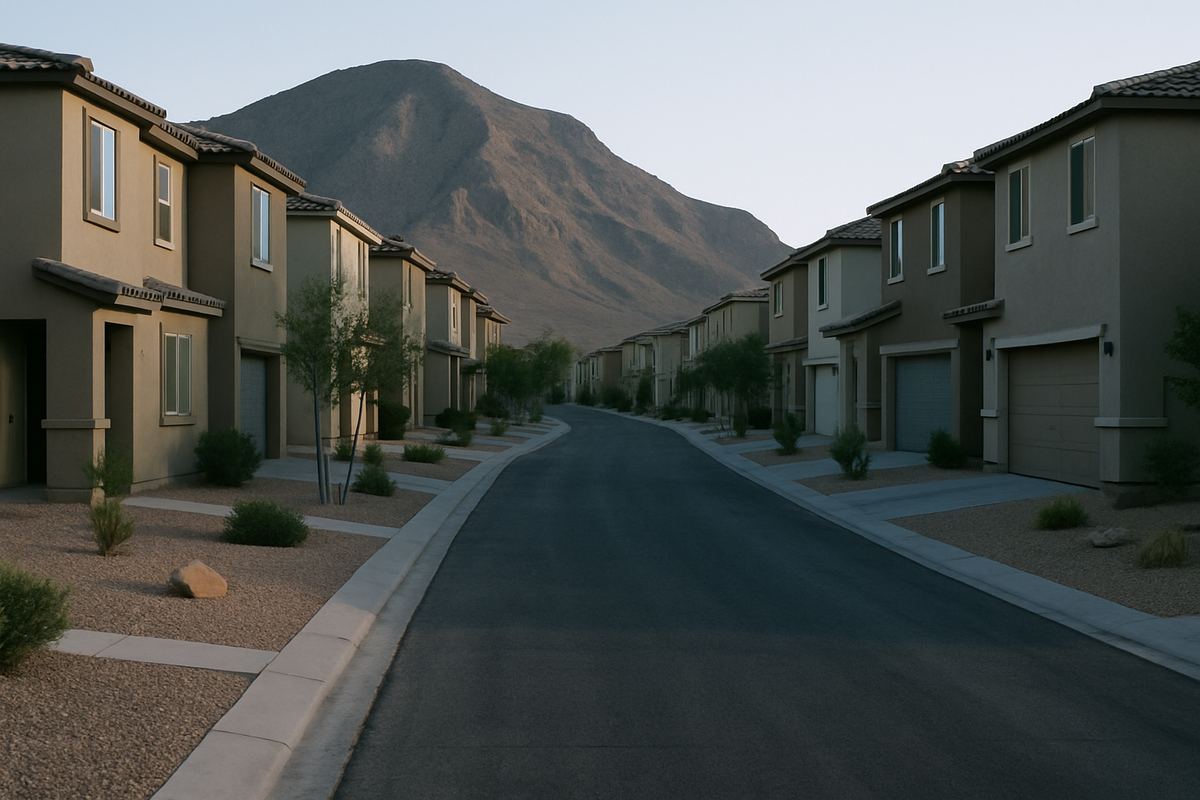 Newer two-story homes in southwest Las Vegas near a desert peak