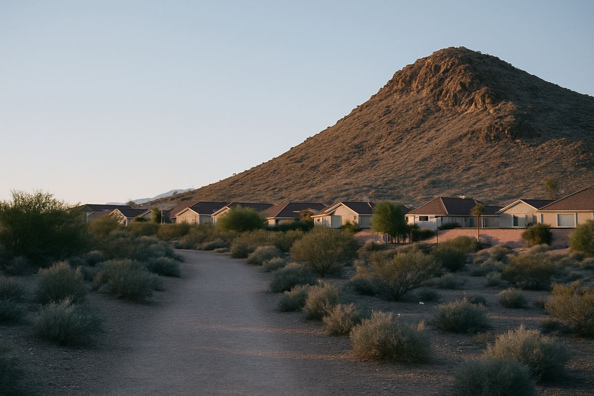 Desert park trail near homes in Mountain's Edge