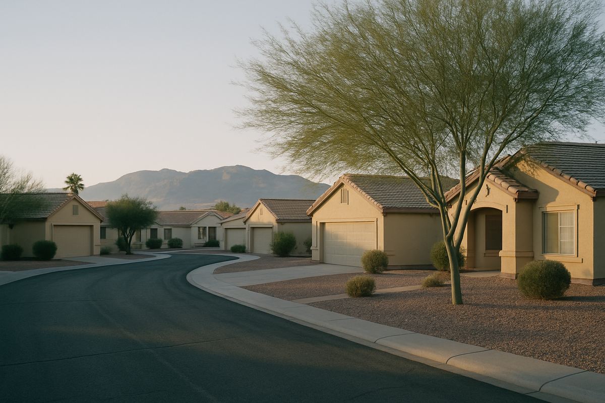 Quiet Las Vegas cul-de-sac with desert-landscaped front yards